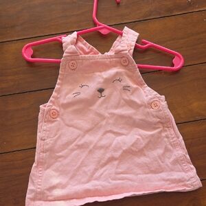 Pink Toddler Overalls with Cute Face Design
